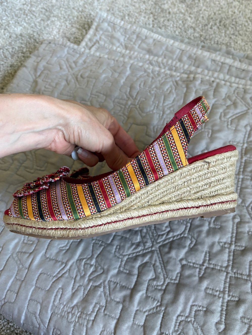 Naturalizer ‘Berlynn’ Striped Elastic Slingback Espadrille Wedge Sandals Size 9 - Picture 5 of 8